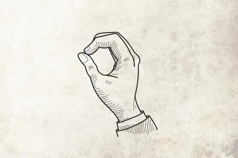 Illurstration på en hand där pekfingret möter tummen.