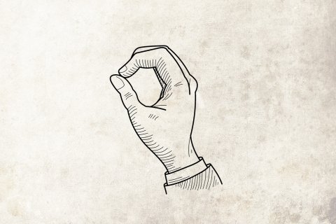Illurstration på en hand där pekfingret möter tummen.