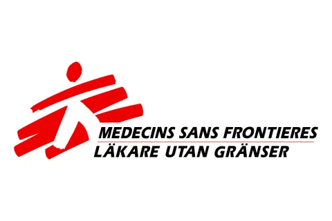 Läkare Utan Gränsers logotyp mot en vit bakgrund