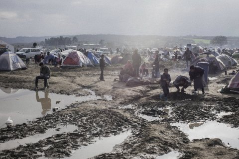 Lägret i Idomeni, på gränsen mellan Grekland och Makedonien.