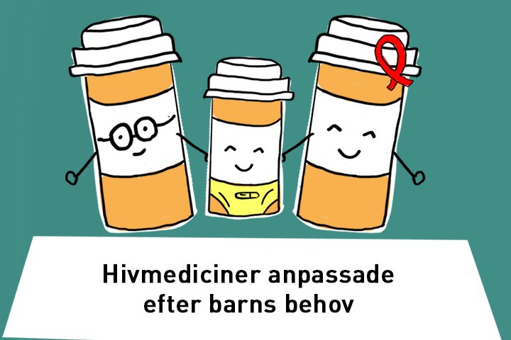 En illustration med texten: Hivmediciner anpassade efter barns behov.