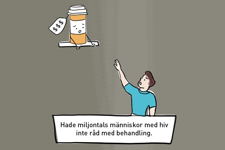 En illustration med texten: Hade miljontals människor med hiv inte råd med behandling.