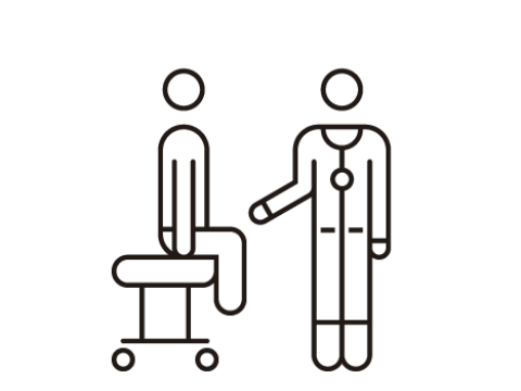 Ikon med läkare och patient