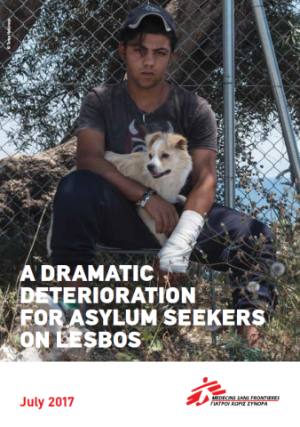 <p>Pärmen på rapporten "A dramatic deterioration for asylum seekers on Lesbos".</p>