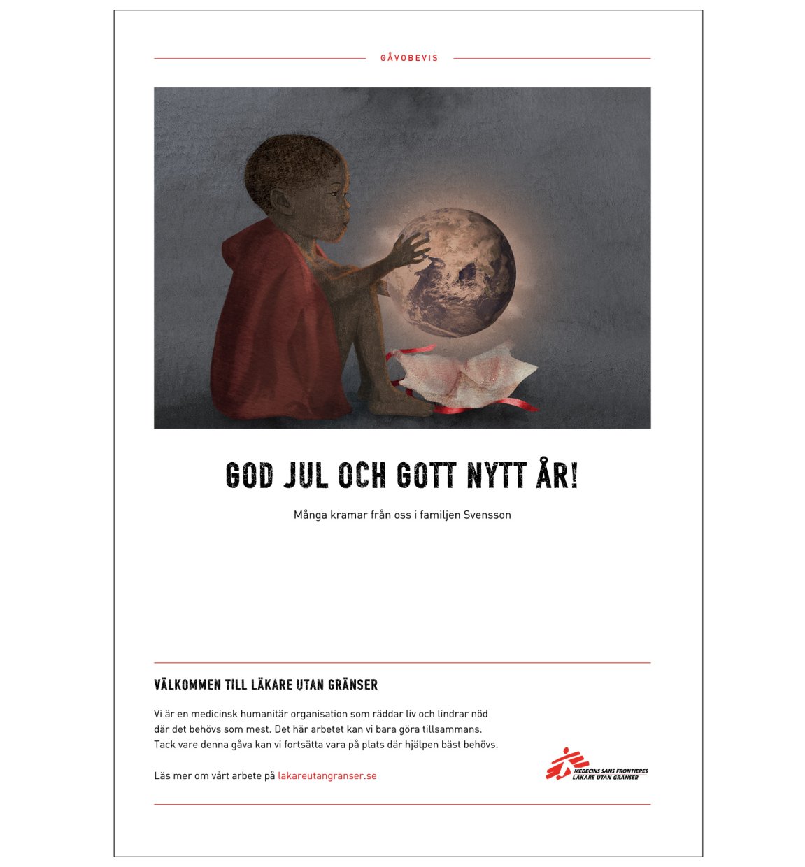 Exempelbild på ett digitalt gåvobevis