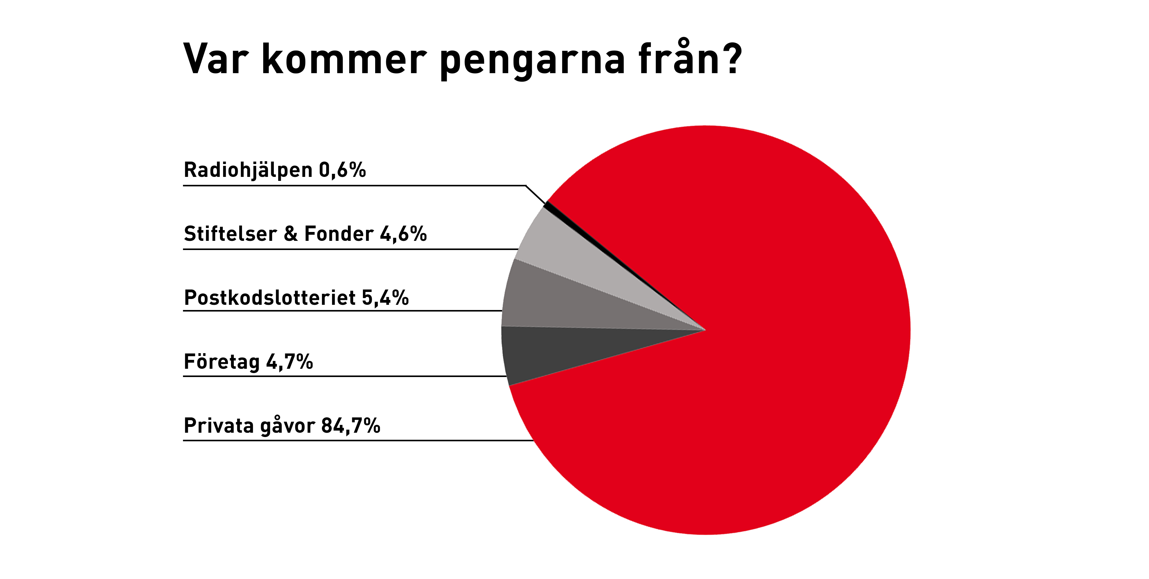 Cirkeldiagram som visar fördelningen av inkomstkällorna